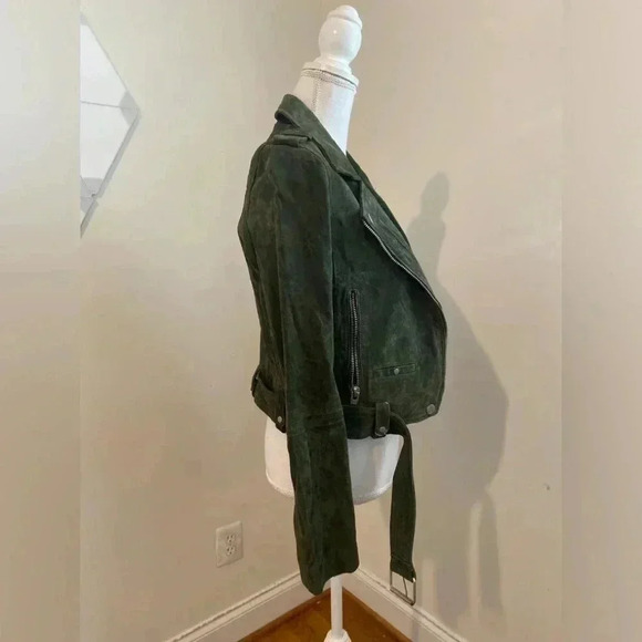 BlankNYC Suede Olive Green Moto Jacket Size Small - Picture 6 of 16